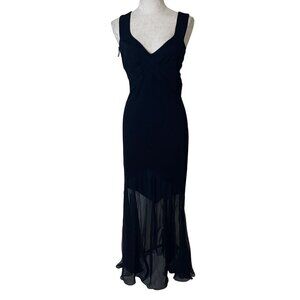 Tadashi Vintage 1990s Womens Dress Size Large Black Chiffon Form Fitting New